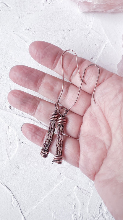 Viking Knit Copper Earrings - Copper Jewels