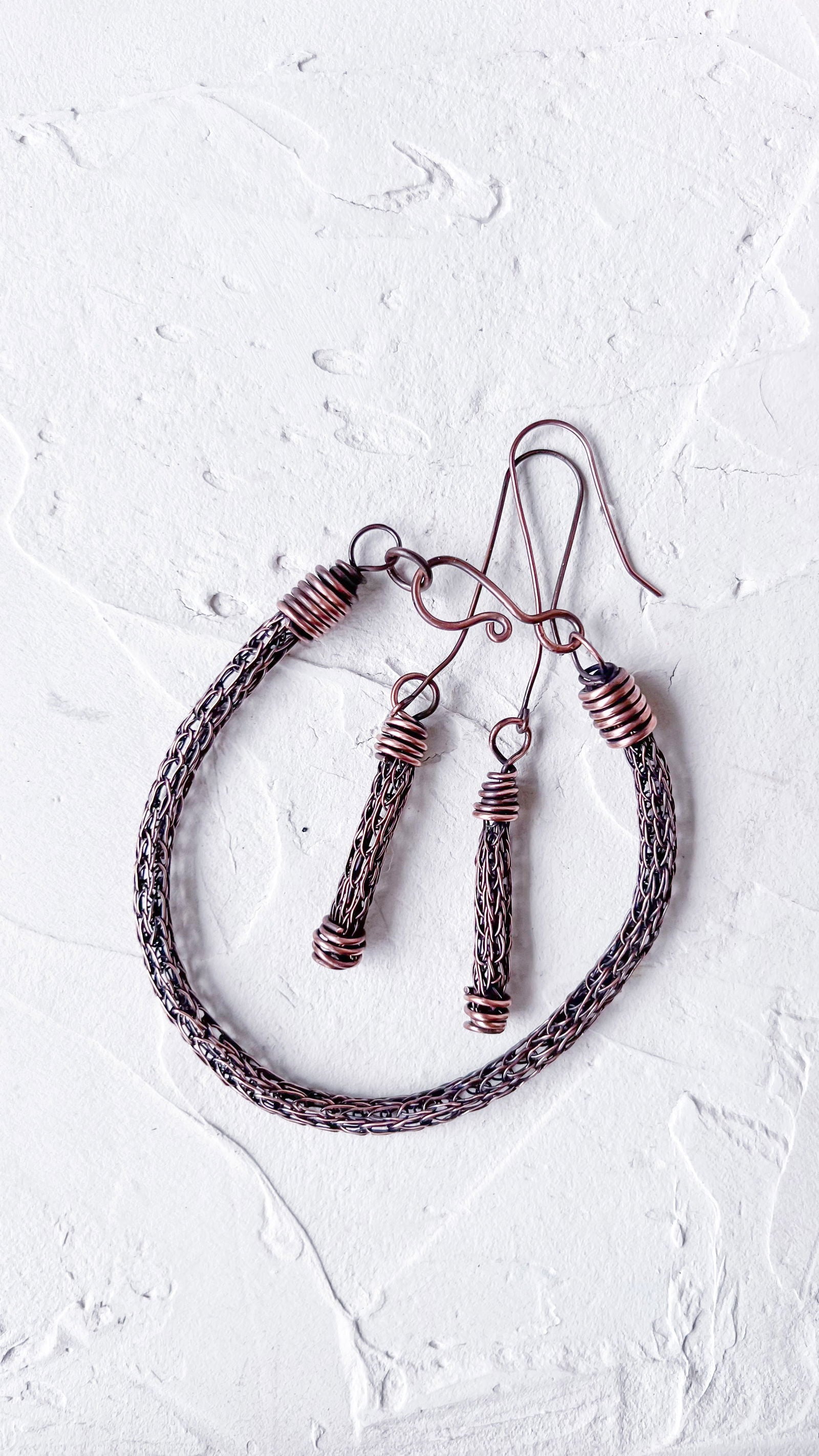 Viking Knit Copper Earrings - Copper Jewels