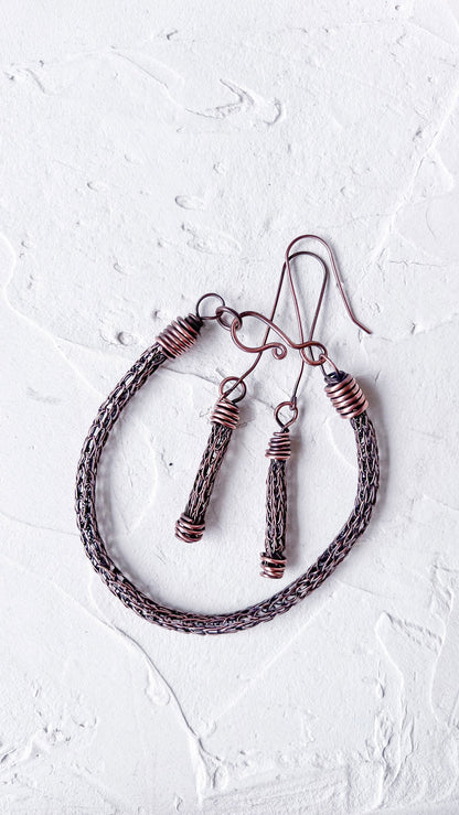Viking Knit Copper Earrings - Copper Jewels