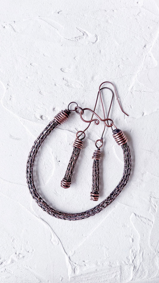 Viking Knit Copper Earrings - Copper Jewels