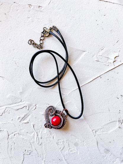 Woven Heart with bead - Copper Jewels