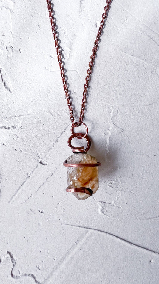 Raw Citrine Crystal Pendant – Copper Wrapped