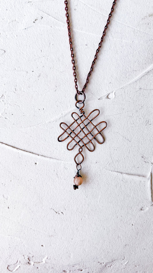 Celtic Harmony – Copper Pendant with Peach Moonstone