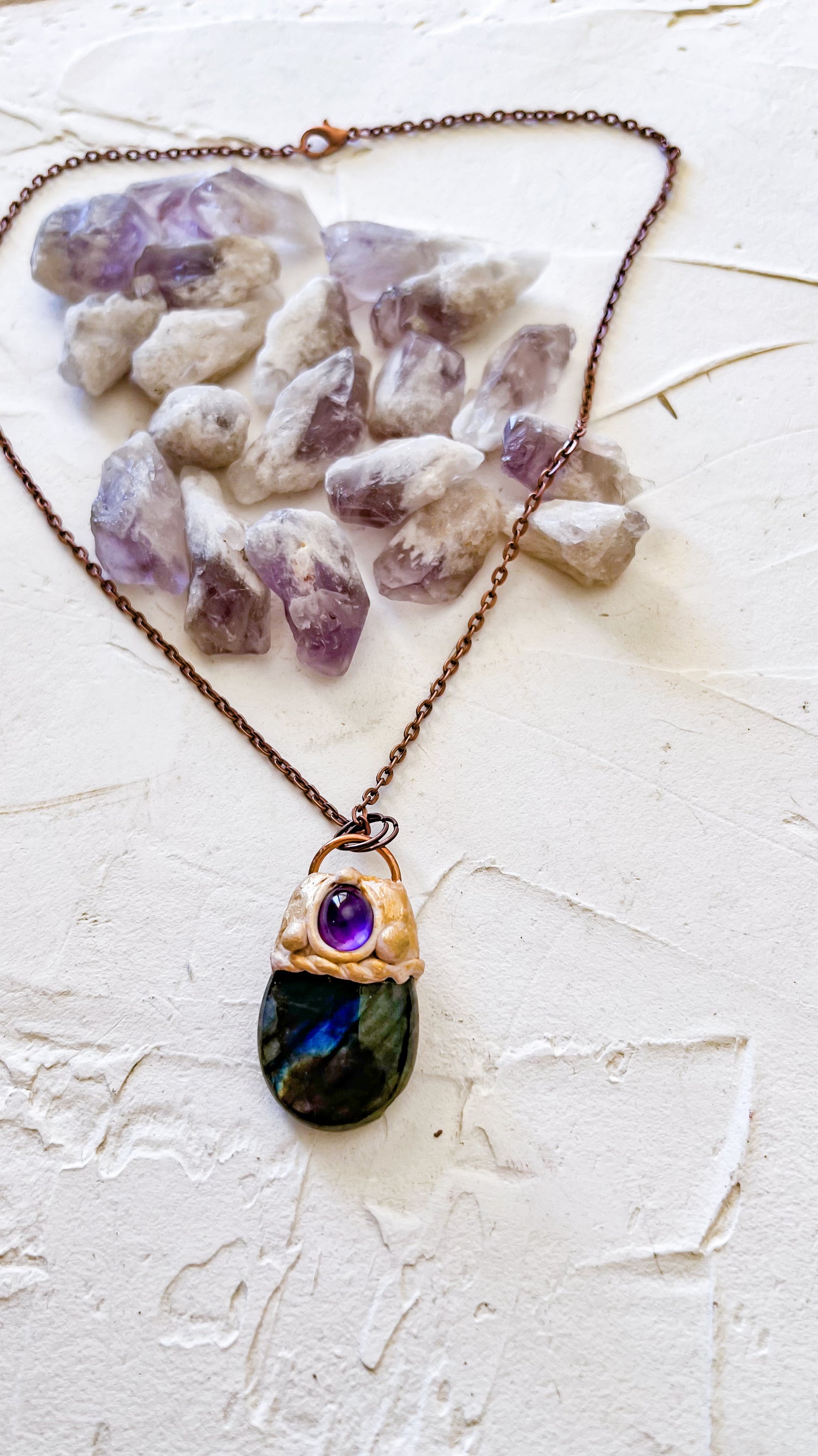 Forest Sorceress Pendant – Amethyst and Labradorite