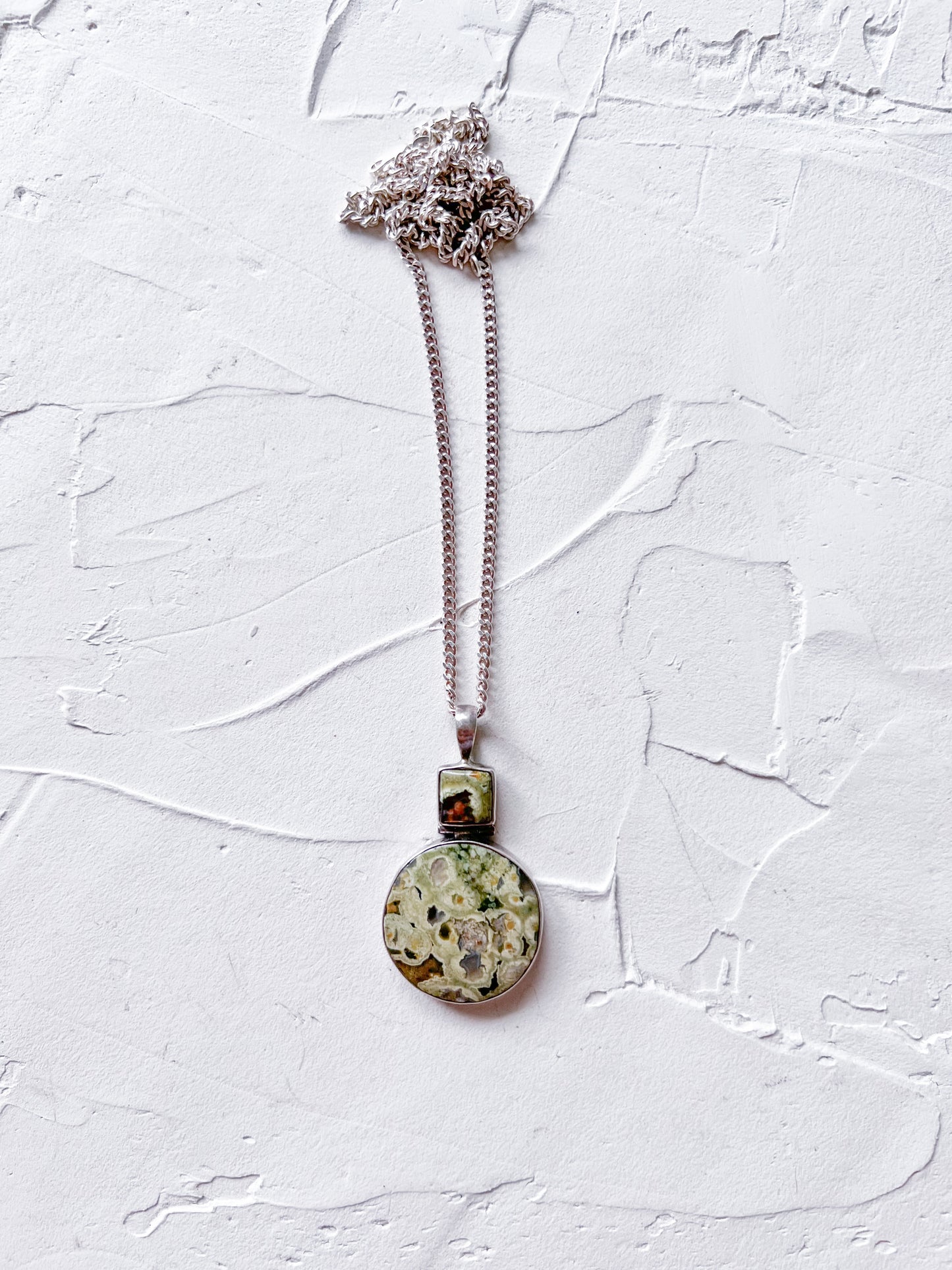 Earth Memory – Ocean Jasper and Silver Hinged Pendant