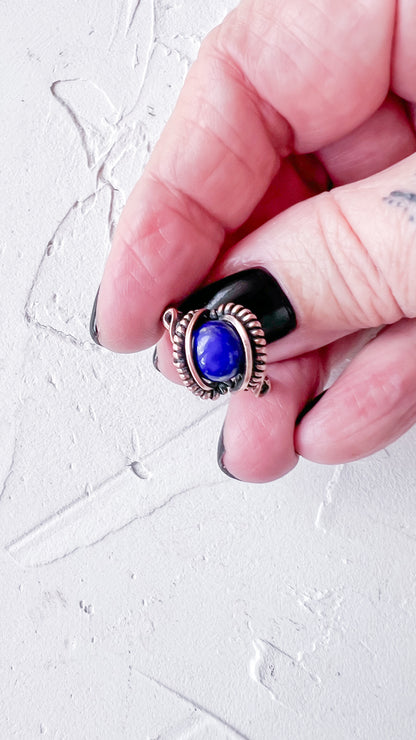Lapis Lazuli Copper Ring – "Celestial Coil"