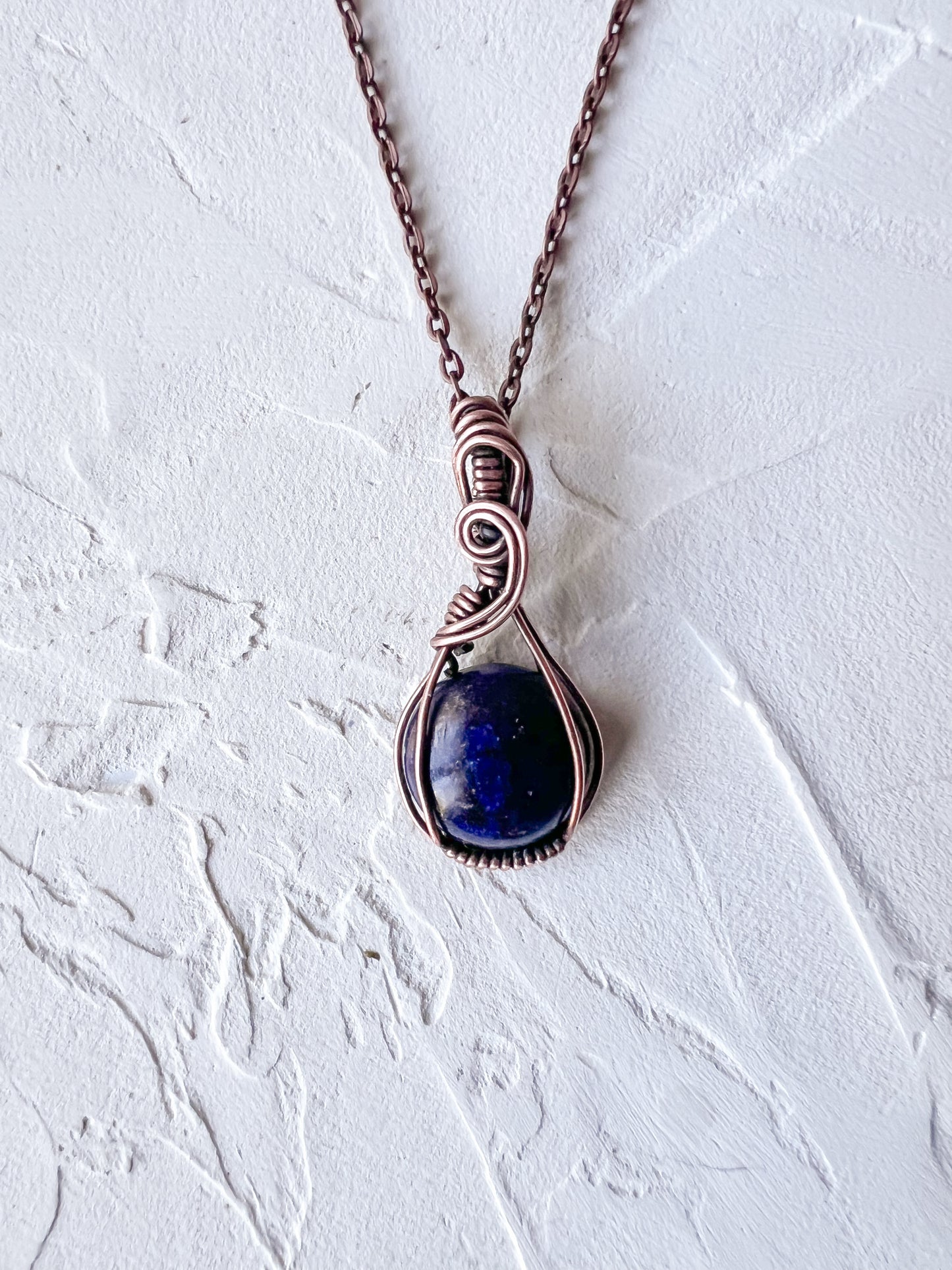 Midnight Drop – Lapis Lazuli Pendant in Copper