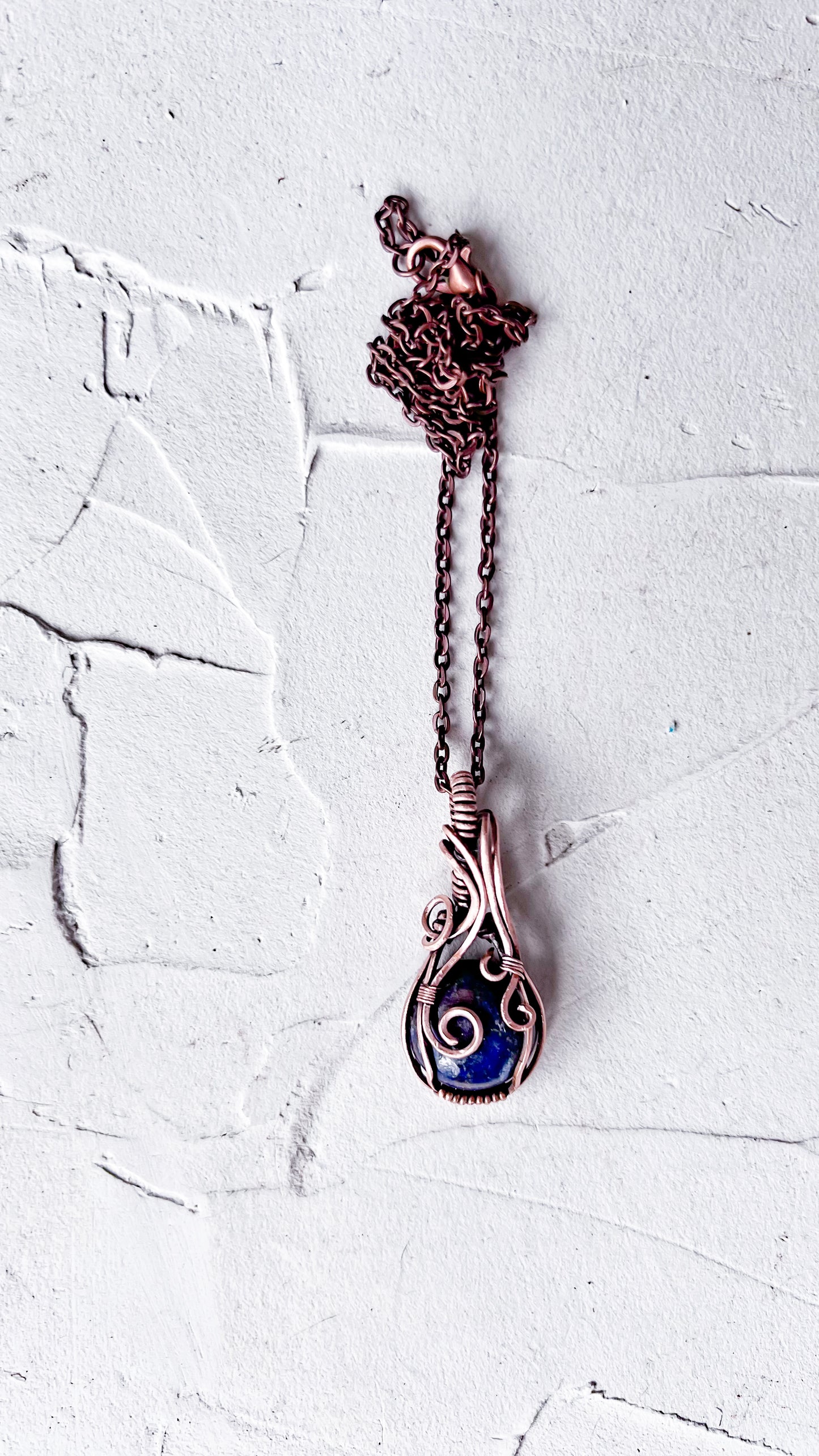 Midnight Spiral – Copper and Lapis Lazuli Pendant