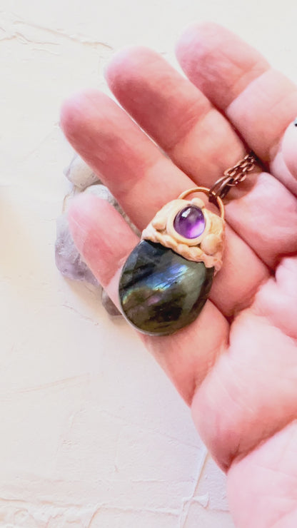 Forest Sorceress Pendant – Amethyst and Labradorite