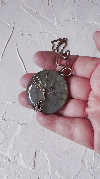 Labradorite and Tree of Life Copper Necklace