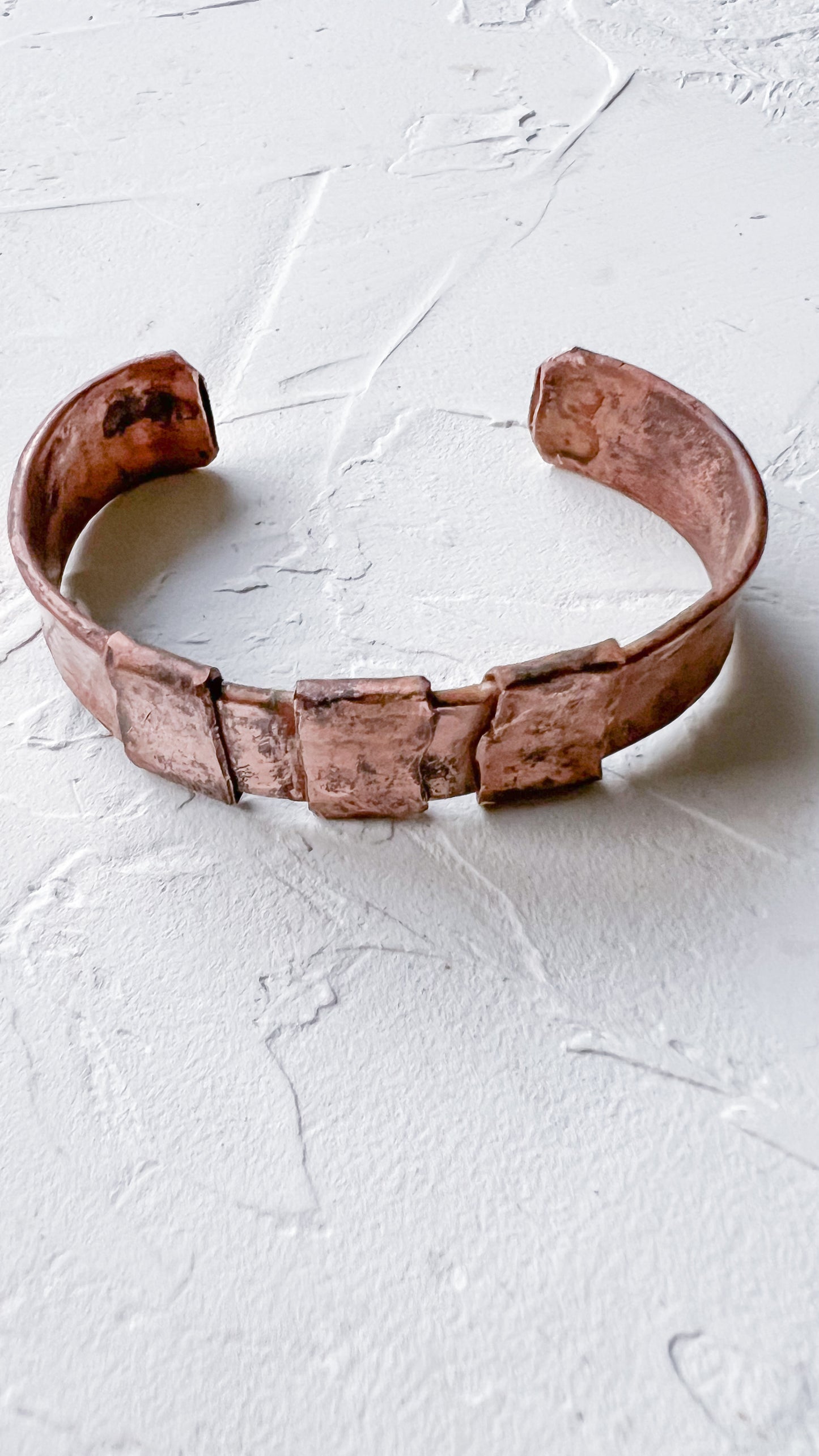 Raw Edge Textured Copper Bangle (Cuff Band)