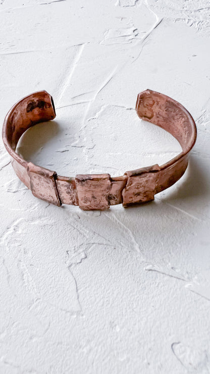 Raw Edge Textured Copper Bangle (Cuff Band)