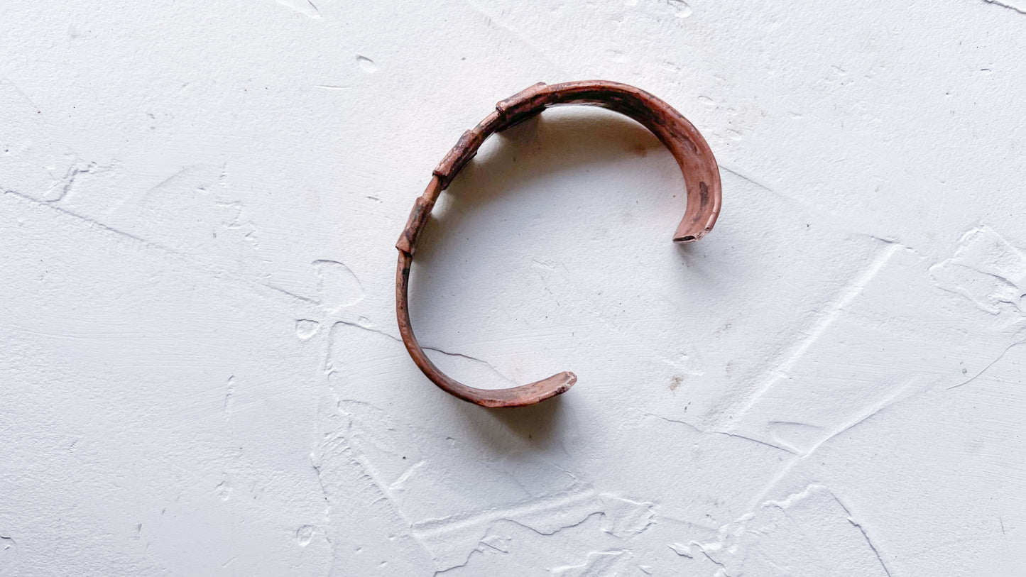 Raw Edge Textured Copper Bangle (Cuff Band)