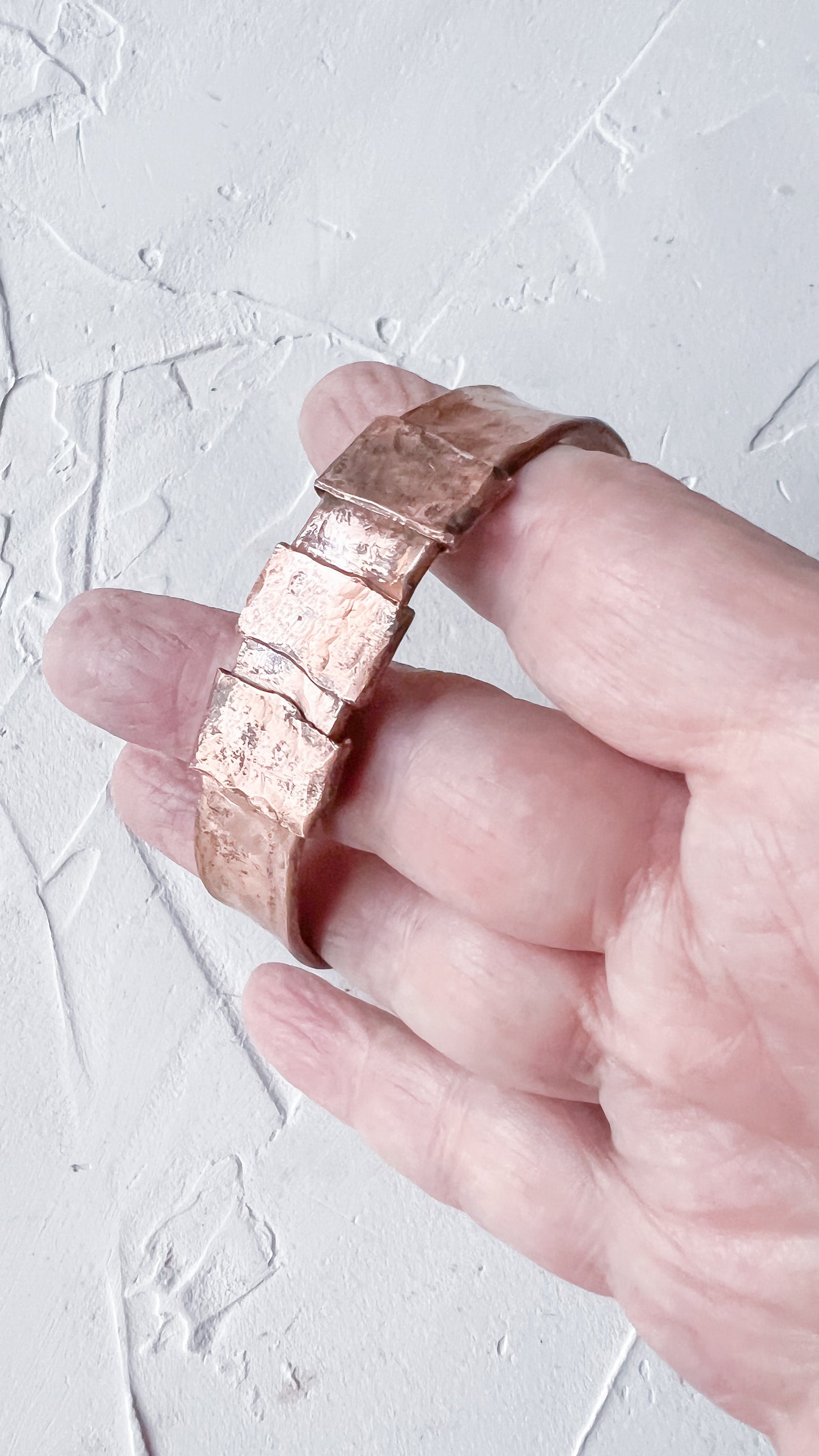 Raw Edge Textured Copper Bangle (Cuff Band)