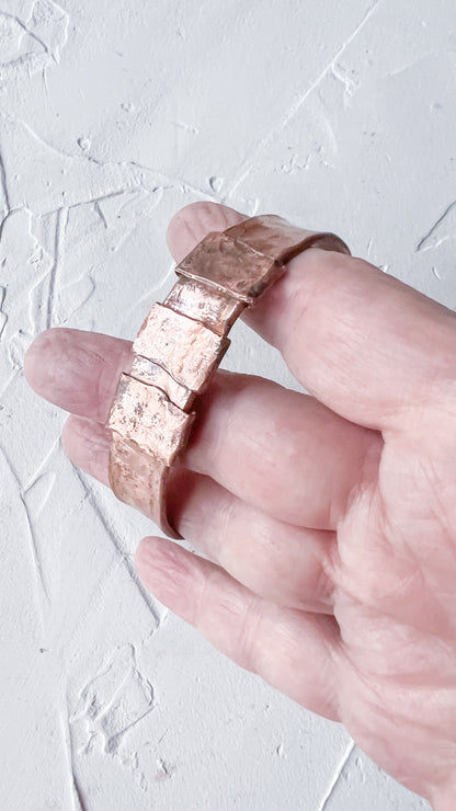 Raw Edge Textured Copper Bangle (Cuff Band)