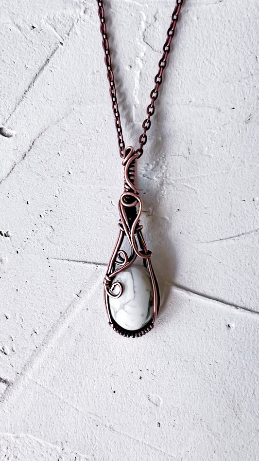 White Calm – Copper and Howlite Pendant